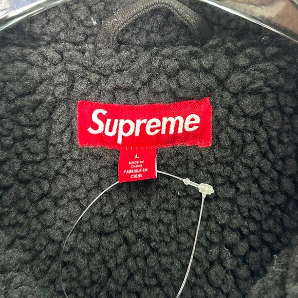 Supreme Faux Shearling-Lined Black Bomber Jacket - Picture 6 of 8